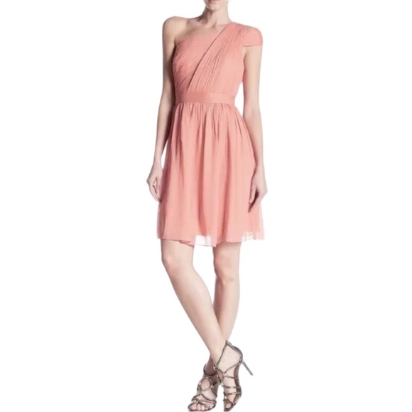 J. Crew Cara Silk Chiffon One Shoulder Dress in Misty Rose size 16 NWT - Picture 1 of 15
